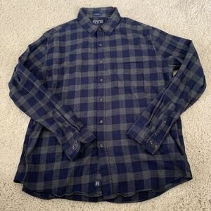 Hawker Rye Flannel Shirt Mens XL Blue Buffalo Check Plaid Button Up Long Sleeve